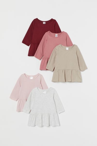 Long-sleeved dresses in soft, organic cotton jersey with a round neckline. Seam above hem with wi... | H&M (US + CA)