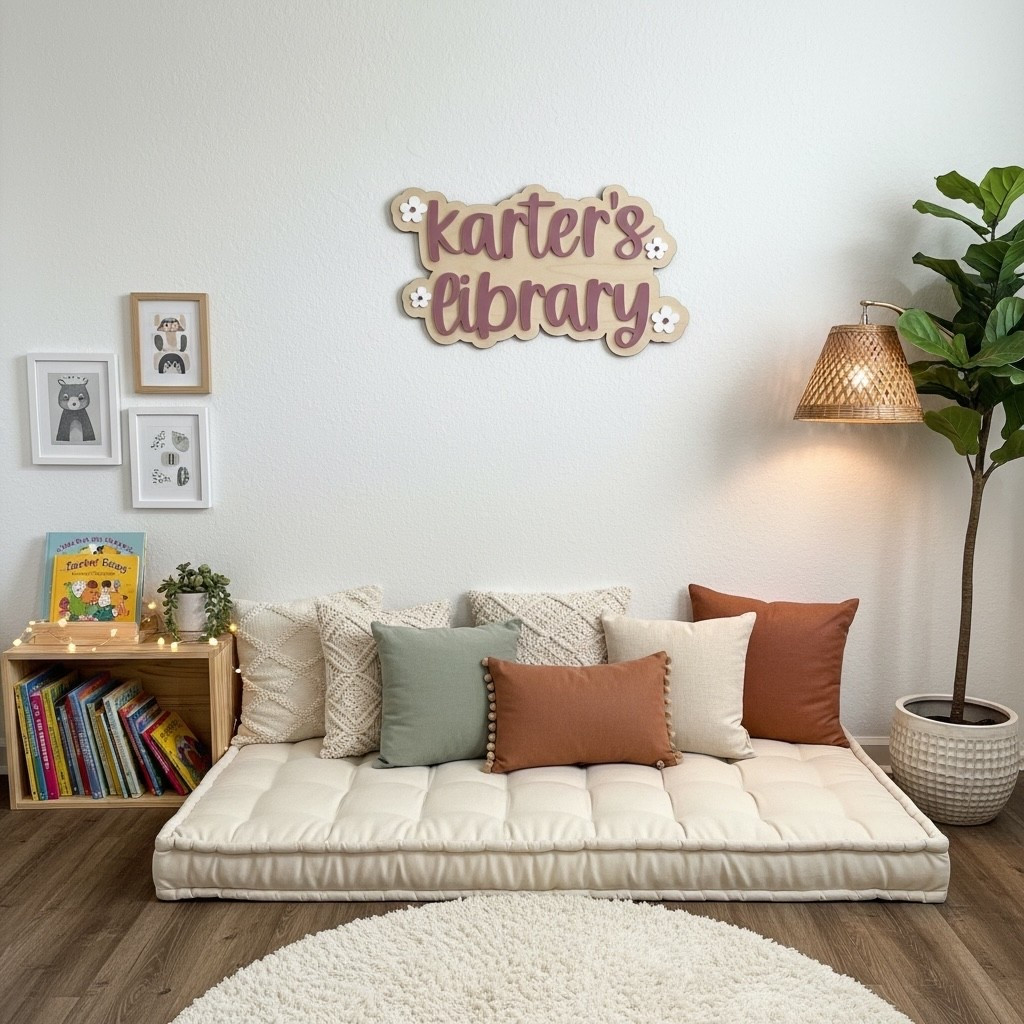 Create a cozy and personalized reading space with this custom kids library wall sign. This personalized name sign for nursery or playroom is perfect for creating a sweet reading nook, book corner, or kids library wall decor. Each sign is laser cut and personalized with your child’s name, making it a beautiful focal point for nursery decor, toddler room decor, homeschool spaces, and playroom reading areas.

Whether you’re styling a Montessori inspired reading nook, a neutral nursery, or a boho kids room, this custom name wall decor adds a warm, storybook feel that encourages little readers to explore their favorite books. Pair it with floor cushions, kids bookshelves, fairy lights, and soft textures to create the perfect cozy kids reading corner.

Perfect for:
• Nursery name sign
• Kids reading nook decor
• Personalized playroom wall art
• Montessori reading corner
• Custom kids library sign
• Baby shower or birthday gift

✨ Handmade personalized decor that turns any wall into your child’s very own library.

#kidsroomdecor #nurserydecor #readingnook #kidslibrary #personalizedname #nurseryname #playroomdecor #montessorikids #kidsreadingcorner #neutralnursery #bohokidsroom #customnamesign #nurserywallart #kidswalldecor #booknook #storybookroom #childrensdecor

#LTKstorytime #LTKSaleAlert #LTKHome
