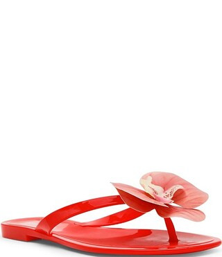 Poppyseed Jelly Flower Detail Thong Sandals | Dillard's