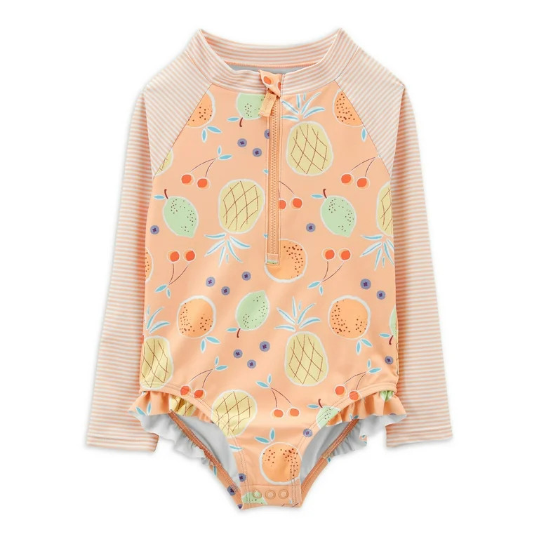 Carter's Child of Mine Baby and Toddler Girl Rashguard Swimsuit, One-Piece, Sizes 0/3M-5T | Walmart (US)