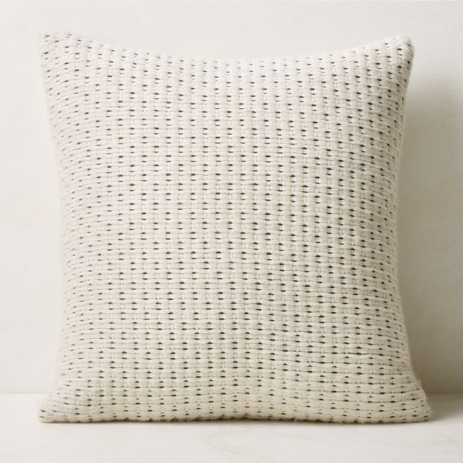 Alco Woven White Throw Pillow with Down-Alternative Insert 23""x23 | CB2