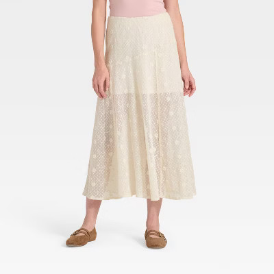 Women's Lace Maxi A-Line Skirt - Universal Thread™ Cream S | Target