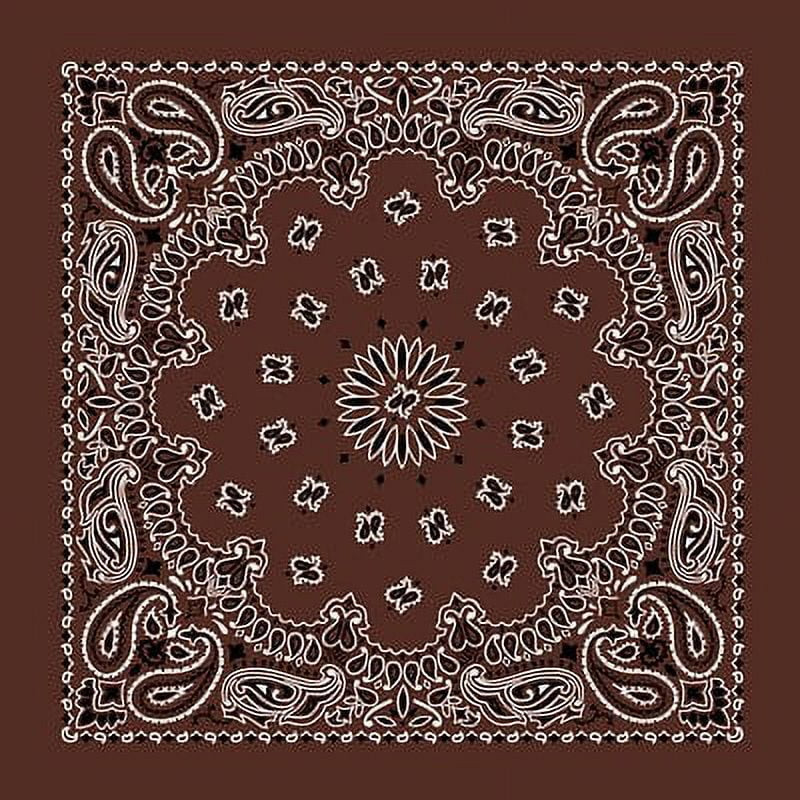 American Made Cocoa Brown Western Paisley Bandana - Single Piece 22x22 | Walmart (US)