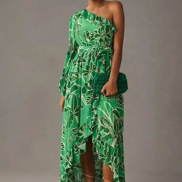 Farm Rio Printed One-Shoulder Ruffle Dress from Anthropologie | Poshmark