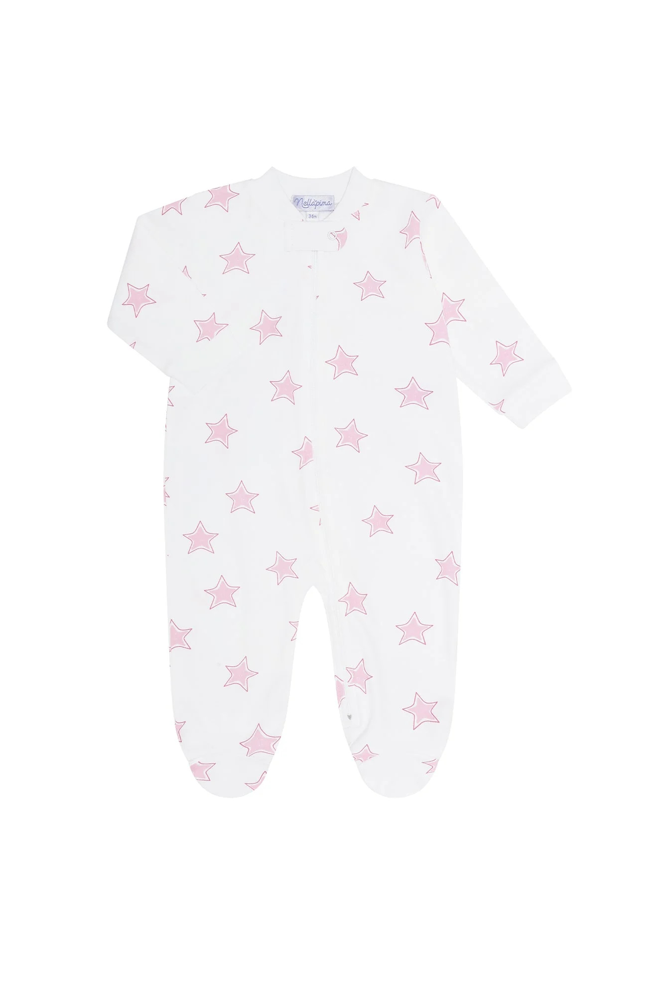 Pink Stars Print Zipper Footie | EMILIA GEORGE®