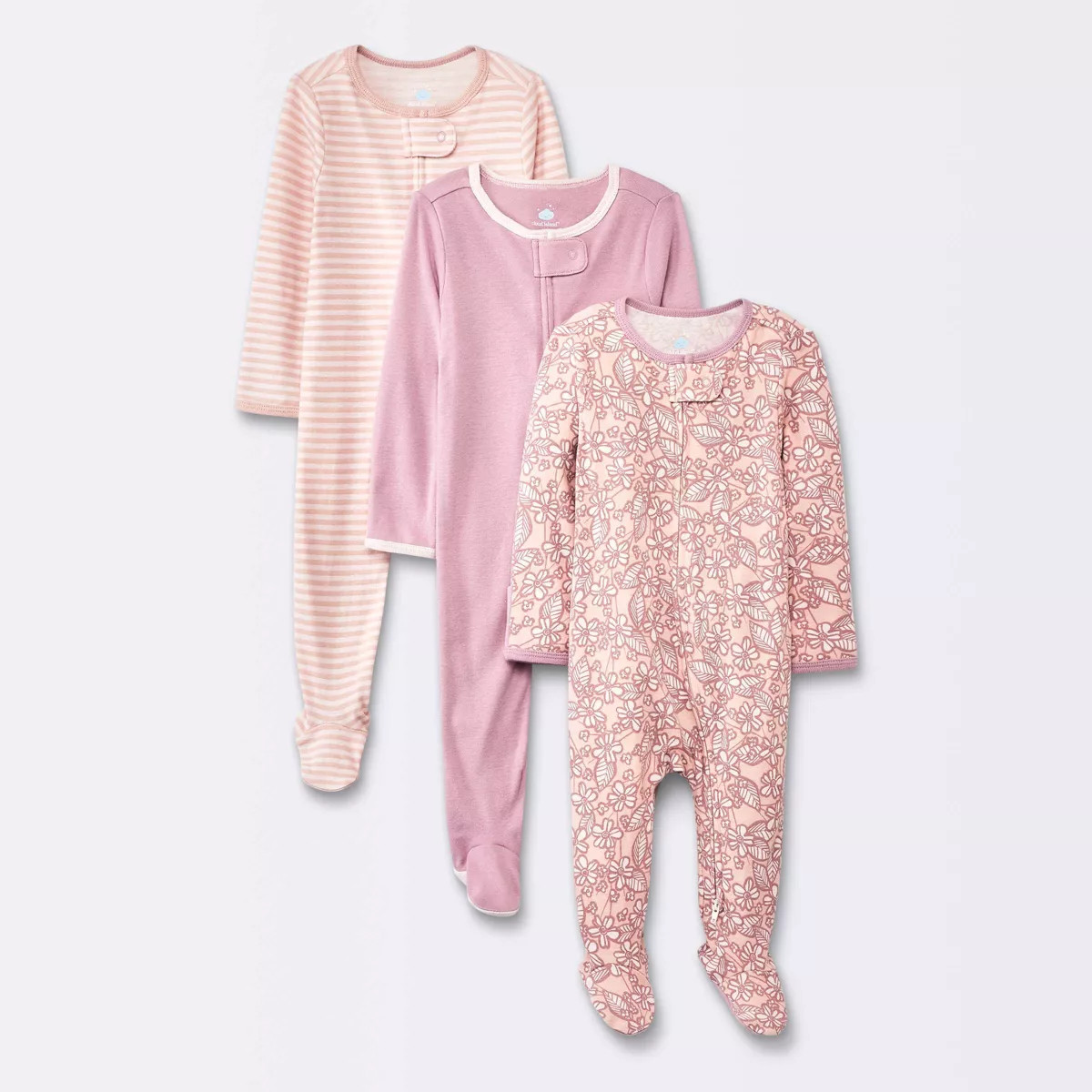 Baby Girls' 3pk Floral Cotton Sleep N' Play - Cloud Island™ Pink | Target