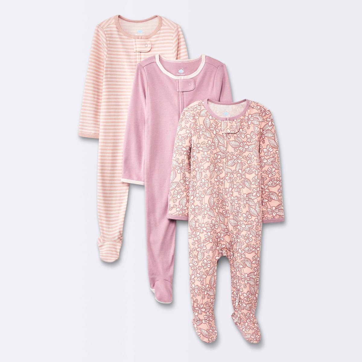 Baby Girls' 3pk Floral Cotton Sleep N' Play - Cloud Island™ Pink | Target