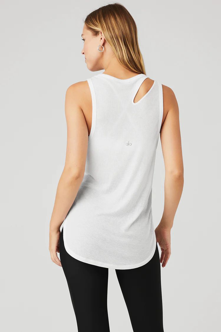 Ribbed Peak Tank - White | Alo Yoga