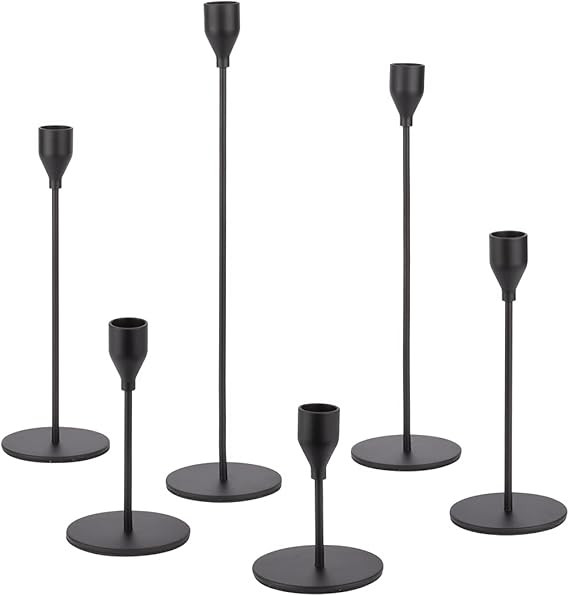 Koyal Wholesale Black Candlestick Taper Candle Holders, Tall Table Wedding Centerpiece Decor, Mod... | Amazon (US)