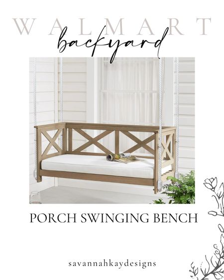 Porch swinging bench perfect for your outdoor space #walmart #home #summer #porch #swing #walmarthome 

#LTKstyletip #LTKhome #LTKSeasonal