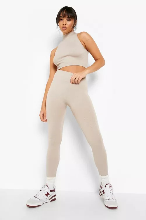 Recycled Seamless Ribbed Legging | Boohoo.com (UK & IE)