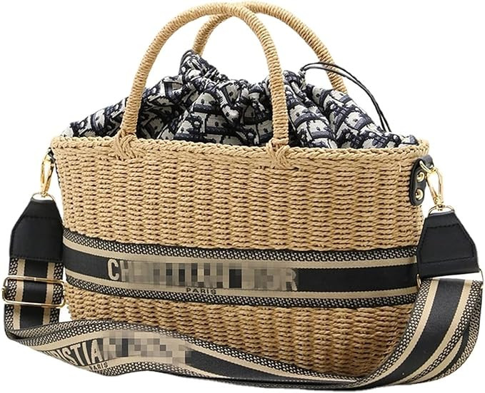 Women Straw Bags Summer Beach Large Tote Bag Handmade Woven Shoulder Crossbody Handbag | Amazon (US)