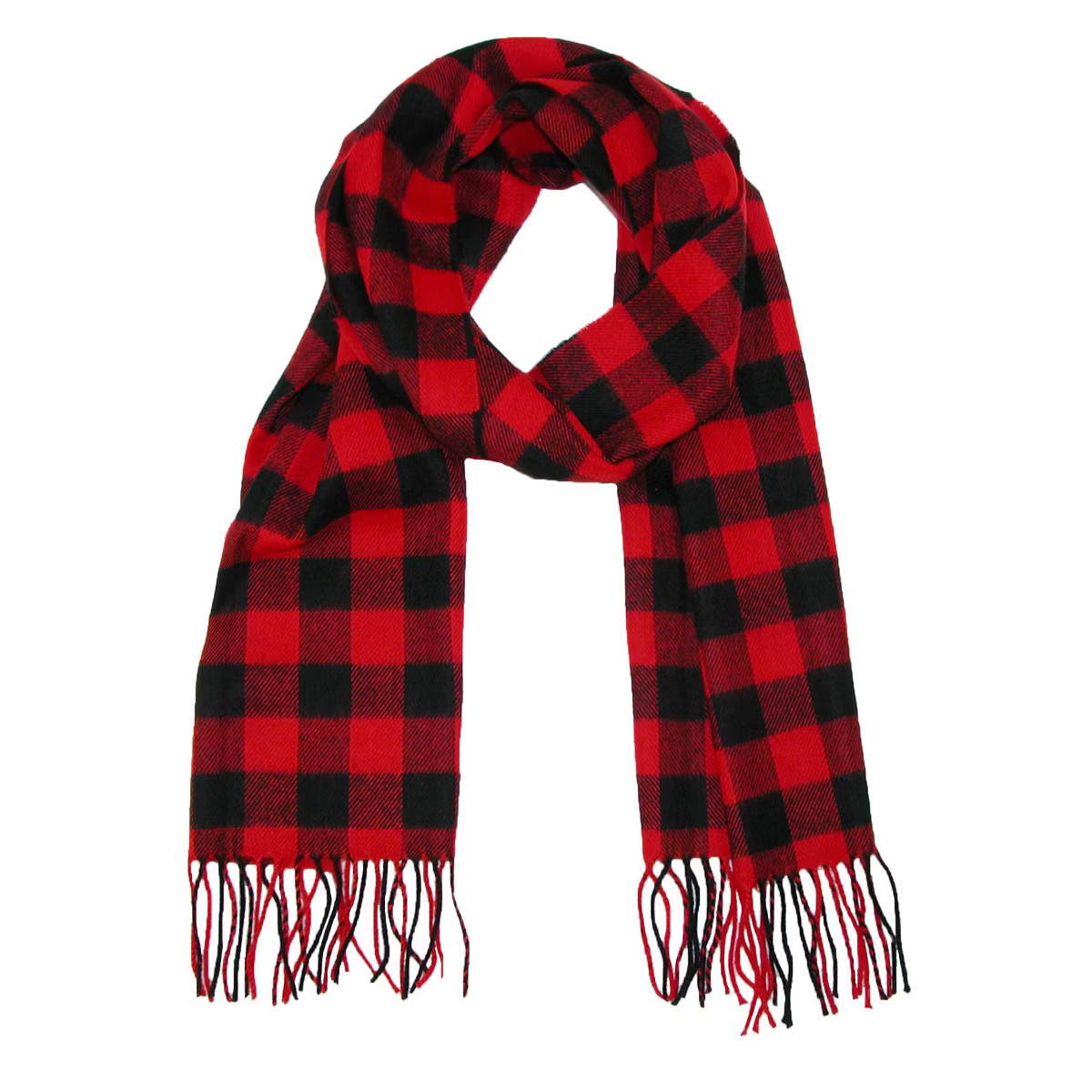David & Young Softer Than Cashmere Buffalo Plaid Winter Scarf, Red | Target