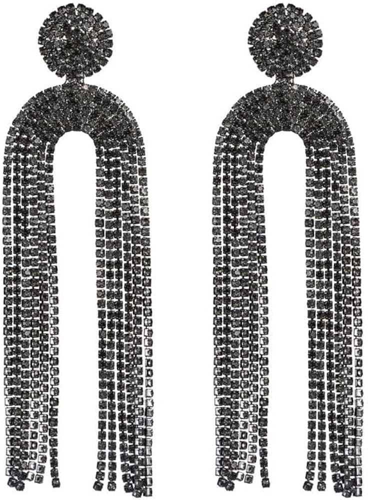 Tassel Geometric Crystal Dangle Earrings For Women Vintage Hyperbole Full Rhinestone Drop Earring... | Amazon (CA)