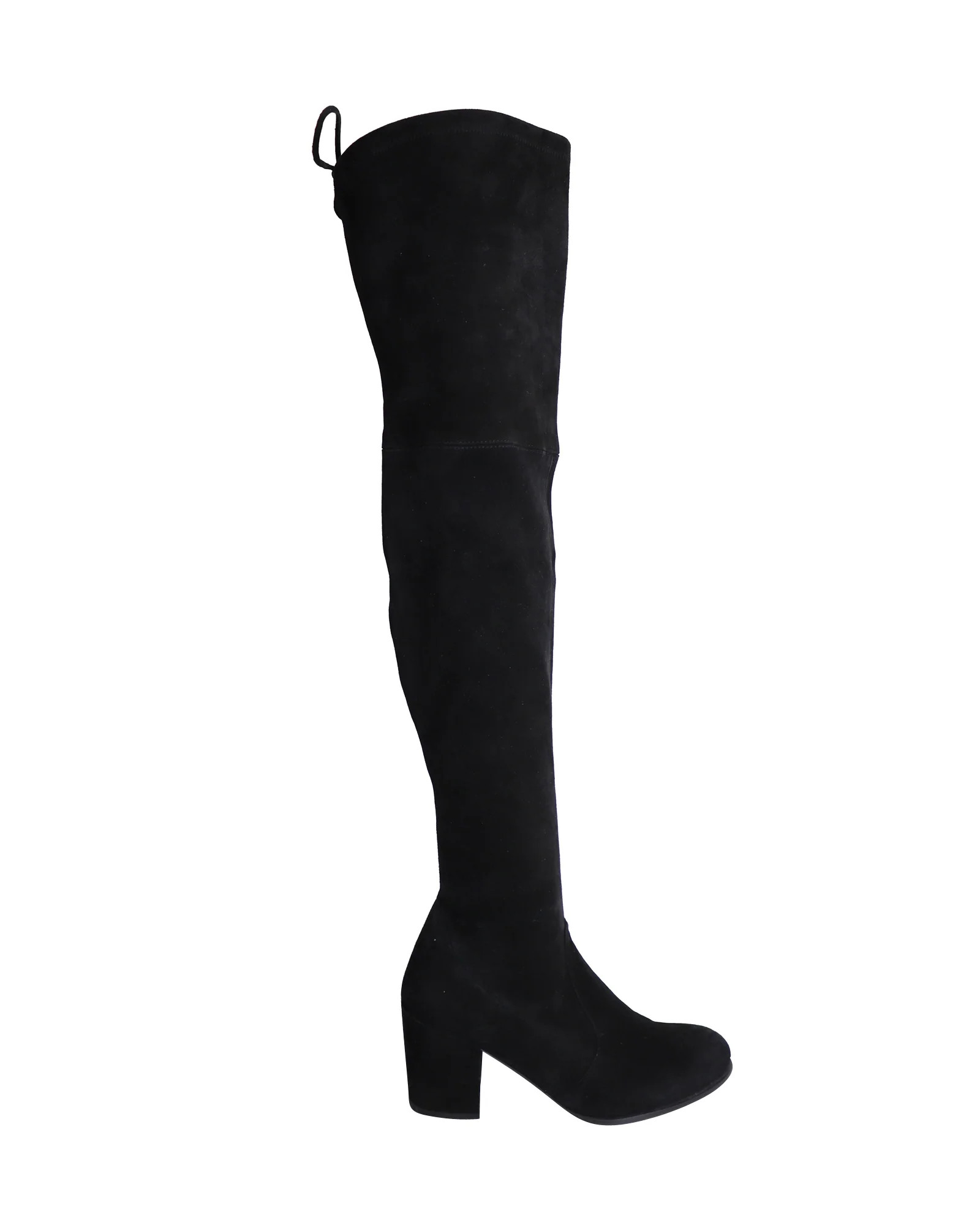 Stuart Weitzman Over The Knee Heeled Boots in Black Suede | Shop Simon