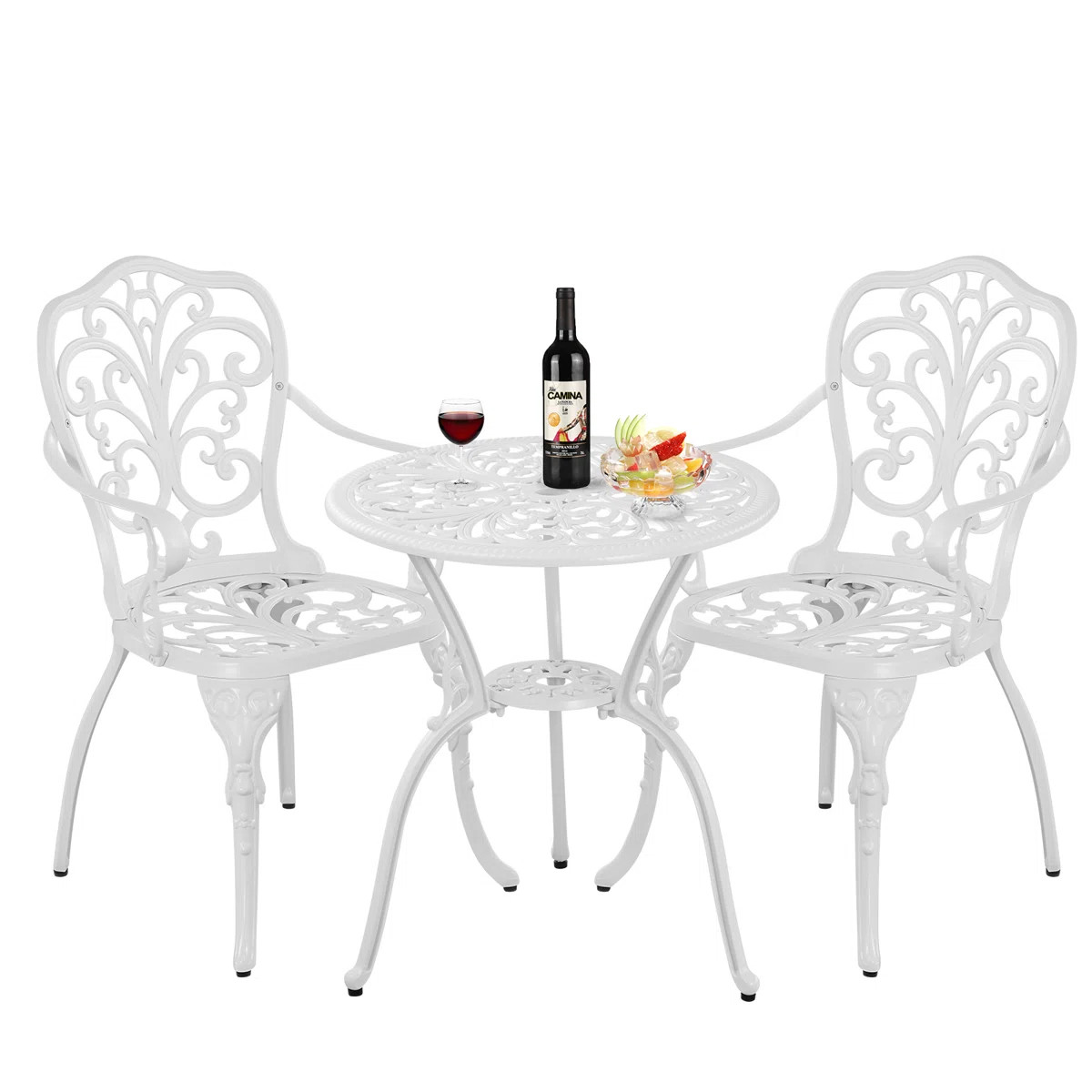 Outdoor Bistro Table and Chairs Set 2 with Umbrella Hole Cast Aluminum Patio Set 3 Piece for Gard... | Wayfair North America