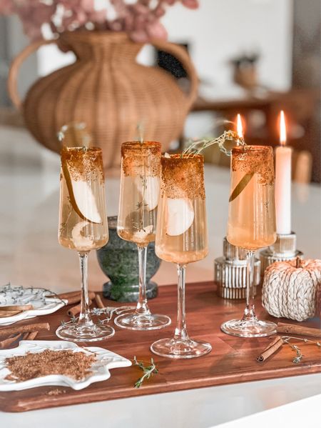 Sharing my ginger-pear mimosa recipe over on IG! These champagne glasses are my new fave! Love the shape! 😍😍 And so affordable! Only $10 for the set of 4 🙌🏼🙌🏼 
#walmartpartner #walmarthome 

#LTKSeasonal #LTKsalealert #LTKhome