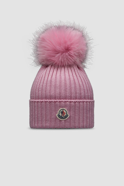 Rose Pink Wool Beanie with Pom Pom - Accessories & Shoes for Children | Moncler US | Moncler