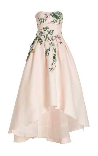 Floral-Embroidered Silk Gazar Strapless Gown | Moda Operandi (Global)