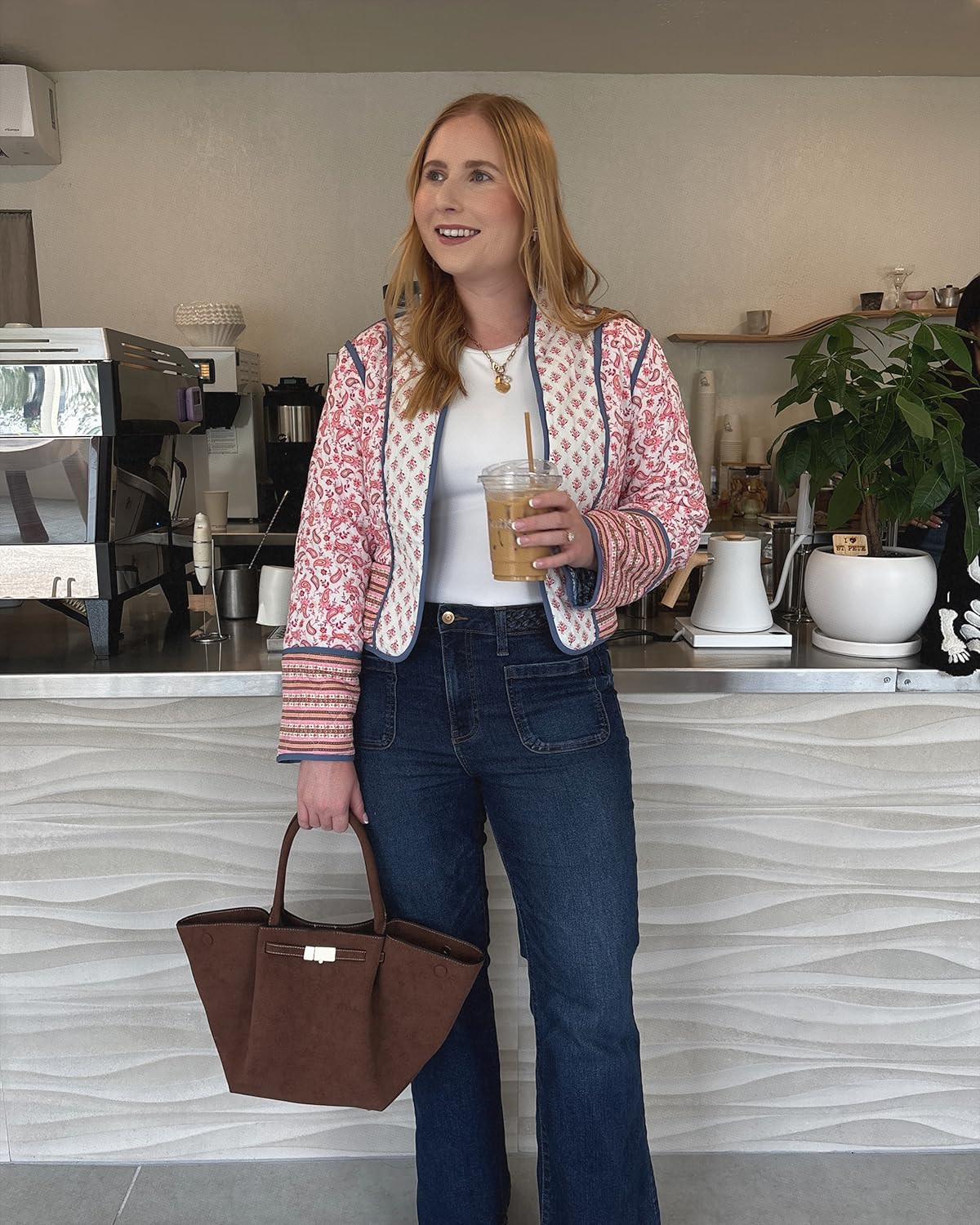 Aimiray Women's Cropped Floral Puffer Jacket Cardigan Printed Lightweight Open Front Padded Quilted Coats | Amazon (US)