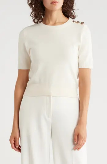 French Connection Button Trim Short Sleeve Sweater | Nordstromrack | Nordstrom Rack