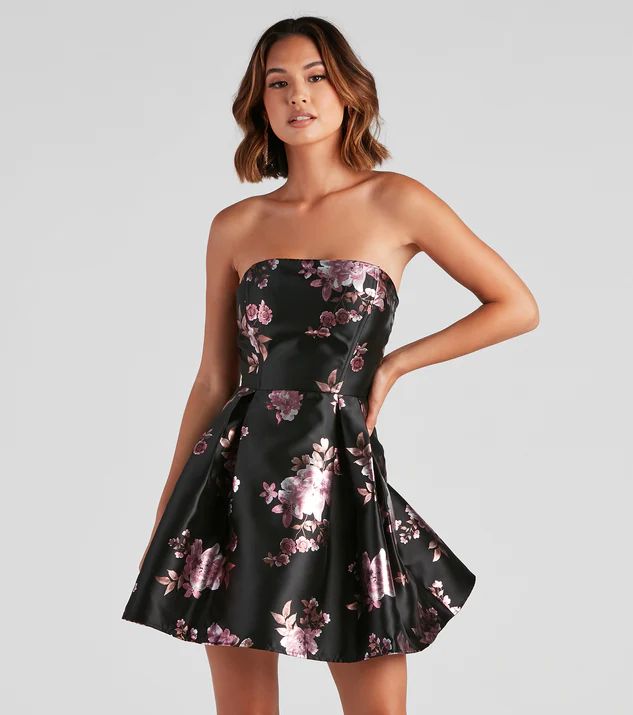 Mackenzie Floral Satin Party Dress | Windsor Stores