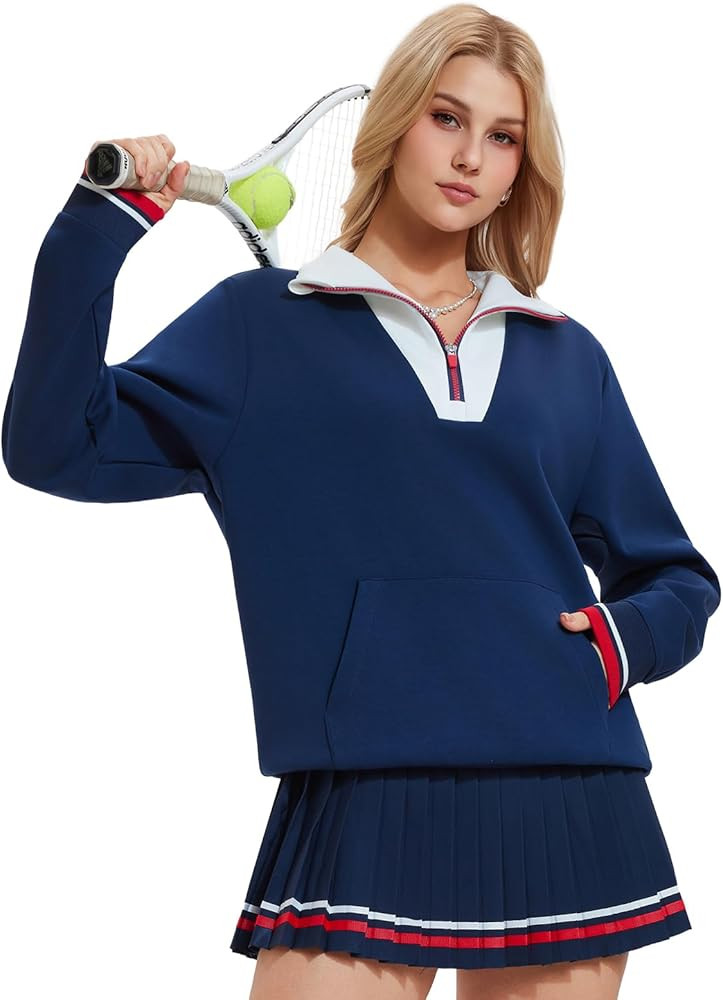 Women's 2 Piece Tennis Skirt Set Golf Outfits - Half Zip Pullover & Skort with Pockets - Pickleba... | Amazon (US)