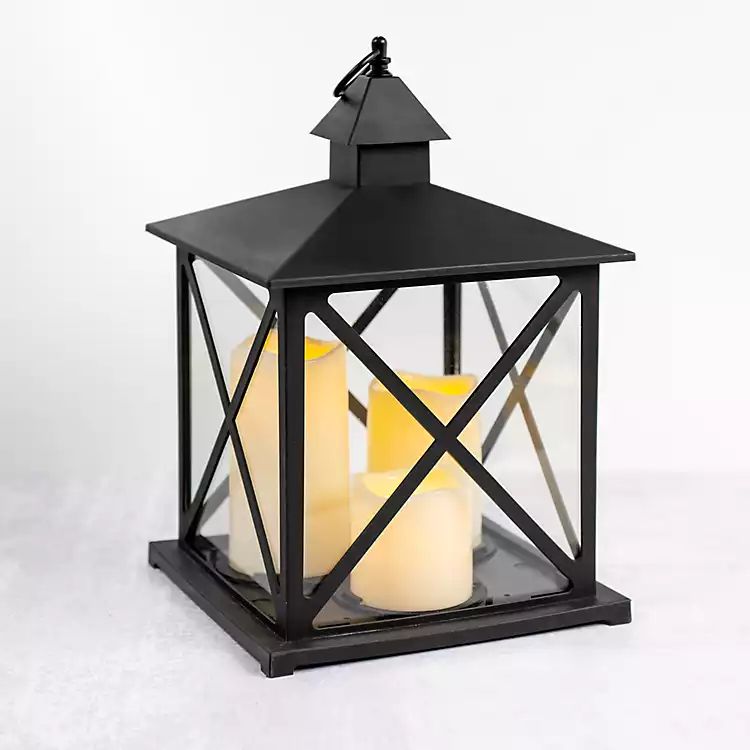 New! Black LED 3-Pillar Candle Lantern | Kirkland's Home