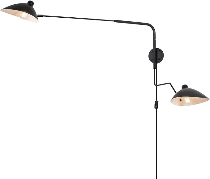 Double Light Plug in Wall Sconces Long Swivel Arms Wall Light Big Wall Mount Light for Living Roo... | Amazon (US)