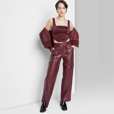 Women's Satin Corset Tank Top - Wild Fable™ Burgundy XS | Target