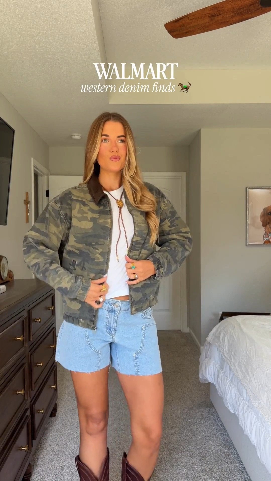 denim walmart finds! #walmartpartner @walmart #walmartstyle @walmartstyle 
SIZING: 
+camo jacket (size up) i’m in a medium 
+shorts (i sized up to make baggy but they’re true to size) i’m in a 6
+mens jacket in a small
+lee jeans in a 6 (i sized up 1)
+lee vest (size down 1)
+belt s/m
+white jacket in a medium (size up) 
+denim dress in xs (size down)

#LTKootd #LTKgrwm #LTKSeasonal
