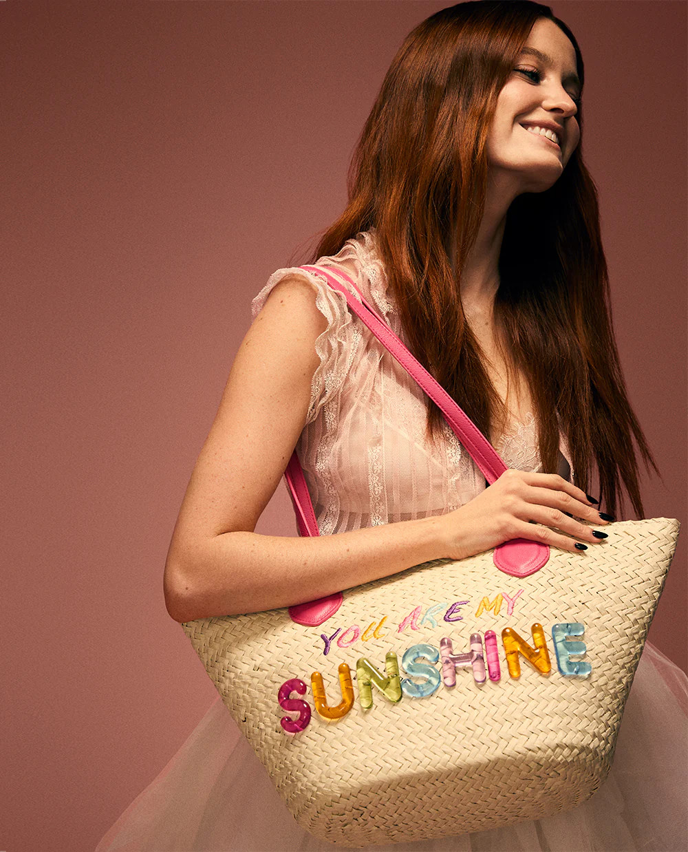 SUNSHINE TOTE NATURAL | Women's Woven Straw Shoulder Strap Tote Handbag | Betsey Johnson