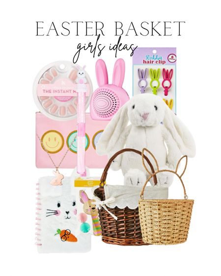 GIRLS Easter Basket Ideas 🎀🌷💕🌸

Bunny, Easter baskets, hair clips, press on nails, speaker, journal, bubbles 