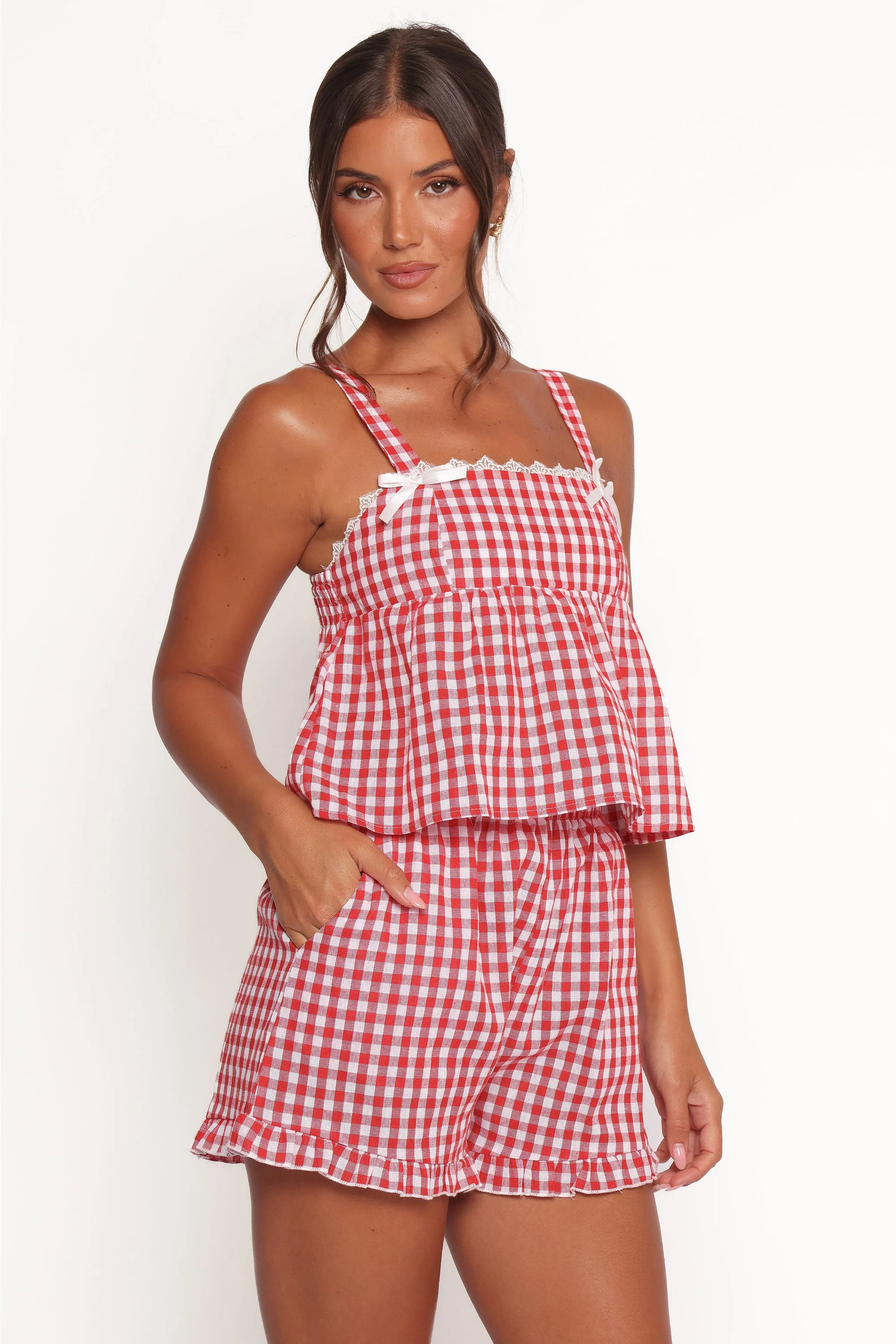 Isidore Gingham Short Set - Red | Petal & Pup (US)