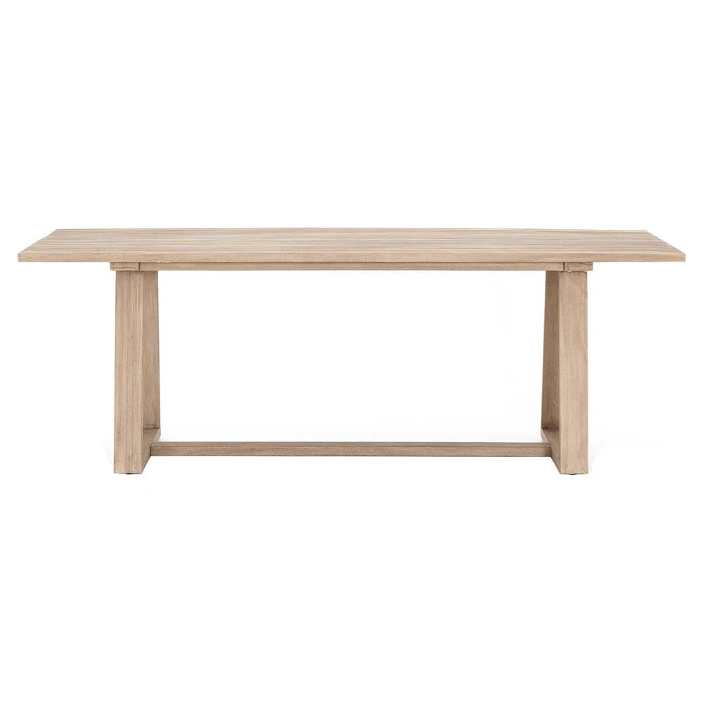 Cody Coastal Beach Angled Base Rectangular Brown Teak Outdoor Dining Table | Kathy Kuo Home
