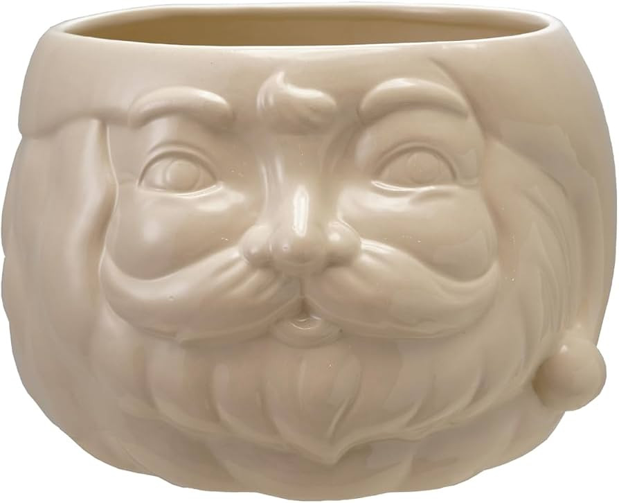 Creative Co-Op Stoneware Santa Head Bottle Cooler/Container, White | Amazon (US)