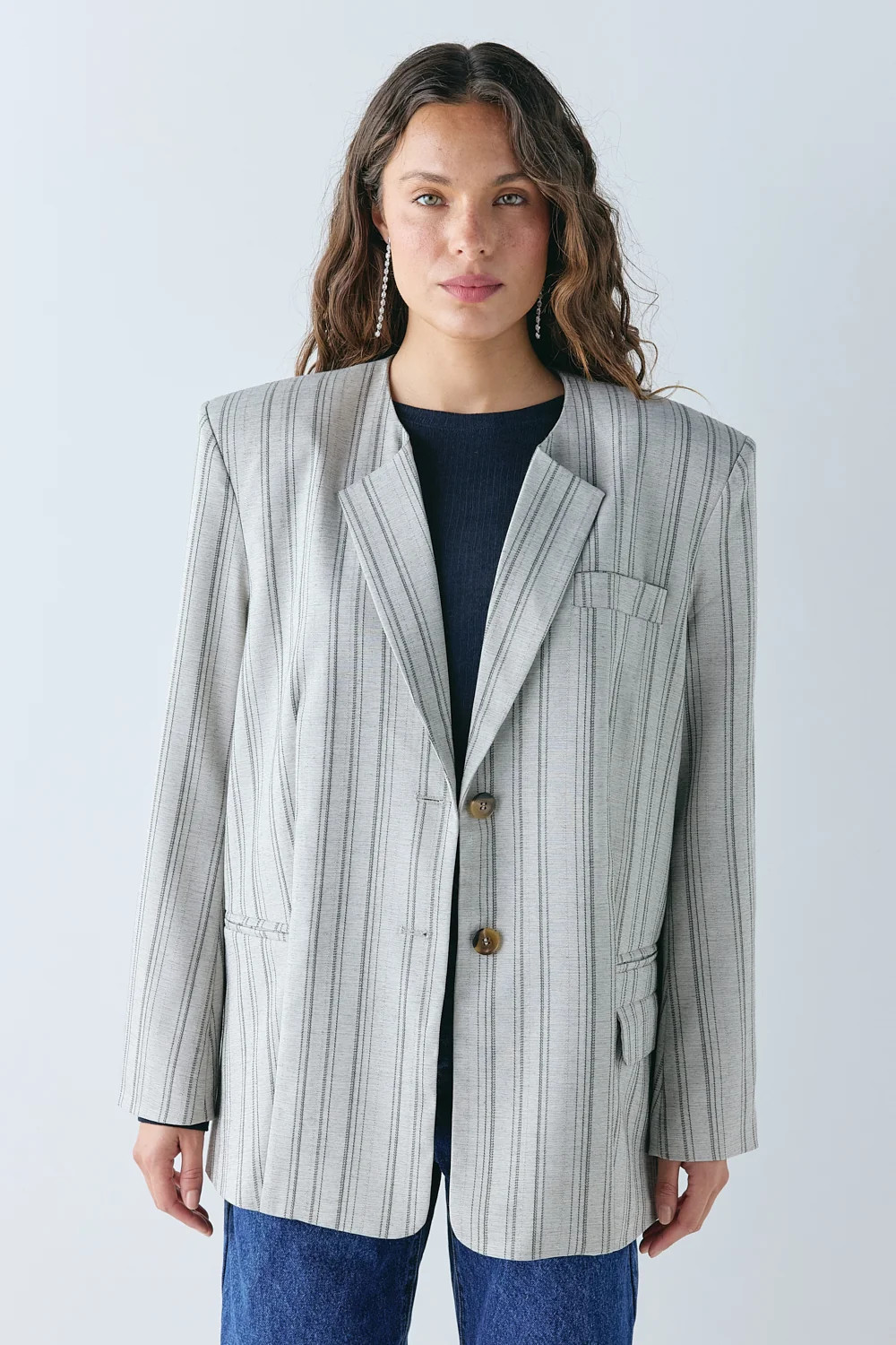 Bennett Blazer Grey Stripe | VRG Grl
