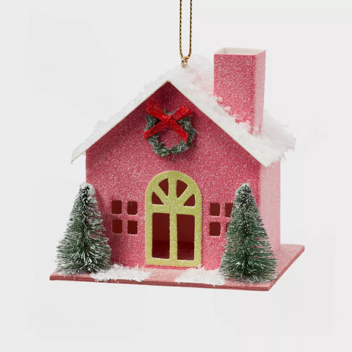 Glittered Paper House Christmas Tree Ornament Pink - Wondershop™ | Target
