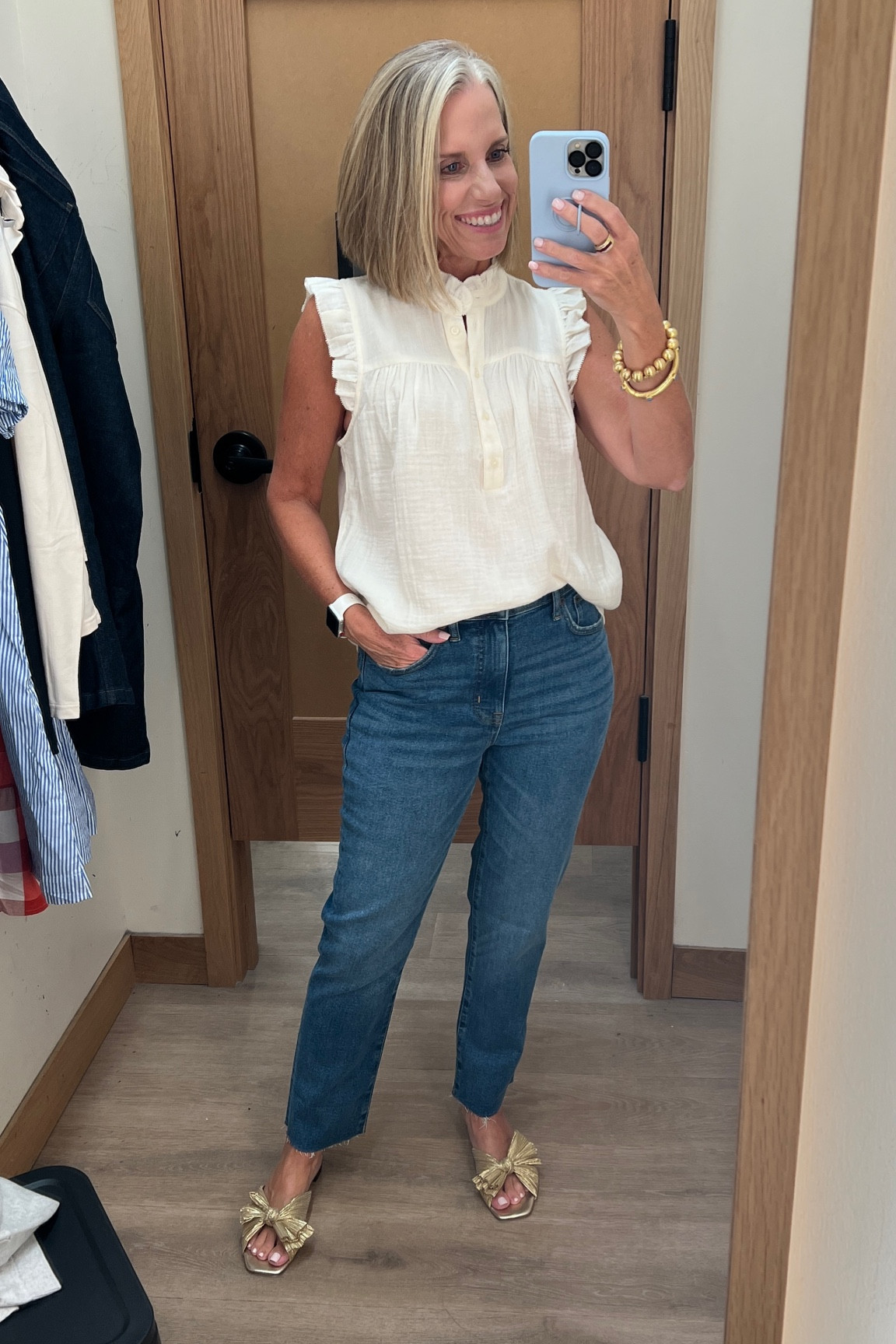 I’m in love with this easy, sweet look. The shirt feels like a baby swaddle blanket. So soft. The jeans are a re a great straight leg without being to wide. A good way to venture away from skinnies 😉 TTS but if between, size down. Same for top 

#LTKsalealert #LTKover40 #LTKFind