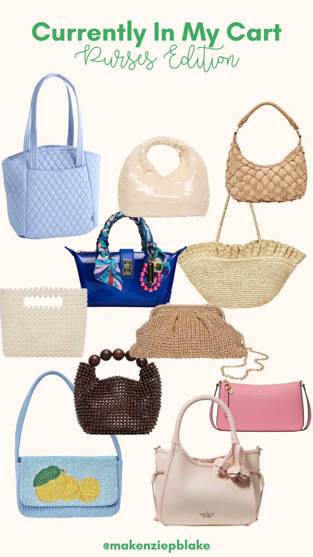 currently in my cart 👜 purses edition

saving all my favorite bags right now — woven textures, beaded details, structured minis, and everyday neutrals that go with everything this season.

such cute options for summer outfits, travel, and events ✨ all linked here!

#summerbags #pursefinds #handbagstyle #wovenbags #beadedbags #everydaybags #ltkfinds #currentlyinmycart 👜 

 #LTKootd #LTKBeauty #LTKWedding