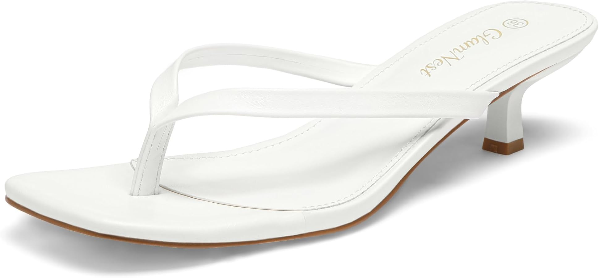 Women's Kitten Heel Sandals Square Toe Flip Flop Heels 4.5CM/1.77 Inch Ladies Low Heel Thong Sand... | Amazon (UK)
