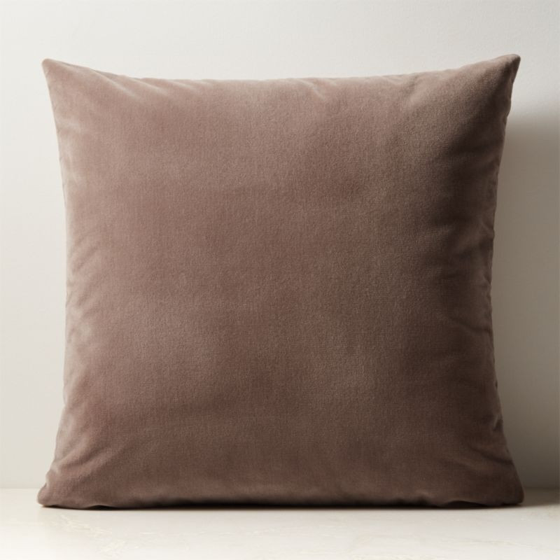 Vinette Brown Merino Wool and Velvet Throw Pillow with Down-Alternative Insert 23" + Reviews | CB... | CB2