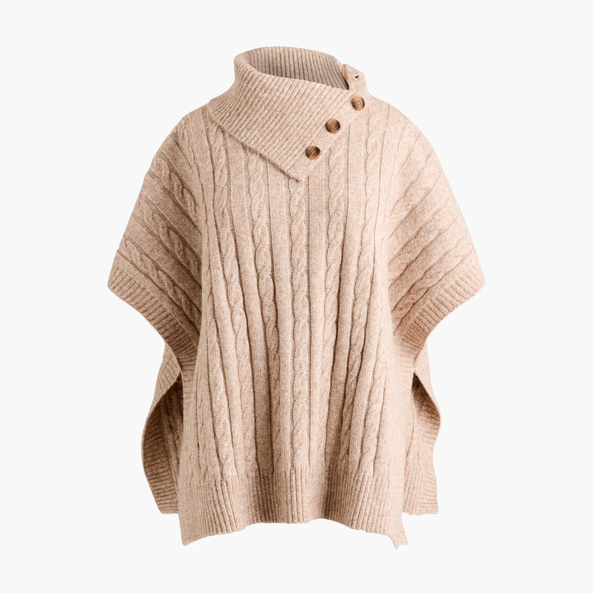 Cable button-shoulder poncho | J.Crew Factory