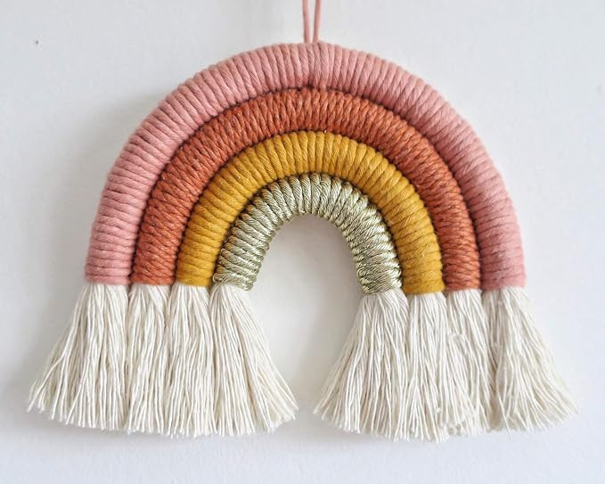 Rainbow Wall Hanging, Macrame Woven Rainbow Wall Decor, Baby Room Decor, Nursery Gift (Sunrise, 7... | Amazon (US)