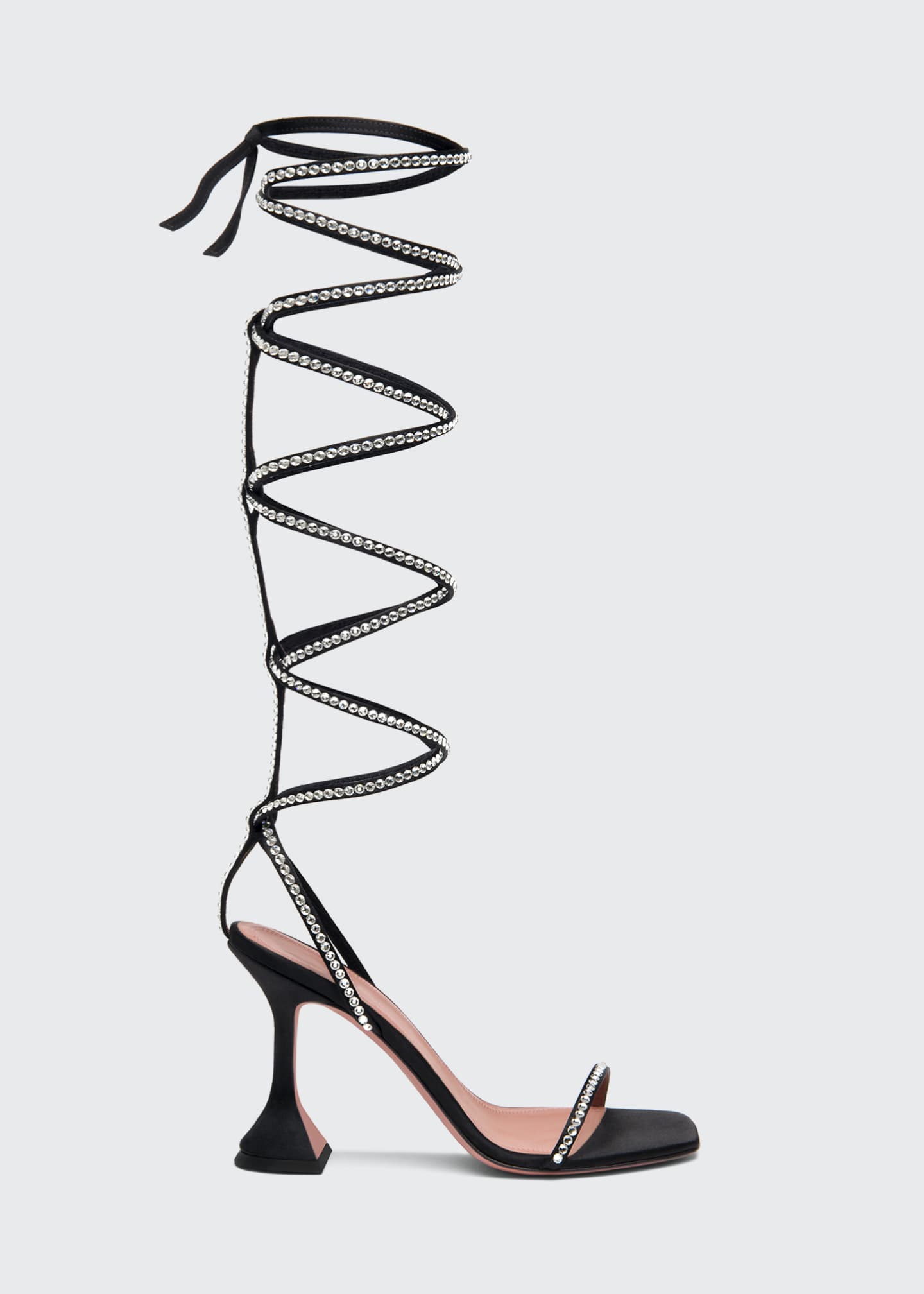 Amina Muaddi x AWGE LSD 95mm Gladiator Embellished Wraparound Sandals, Black | Bergdorf Goodman