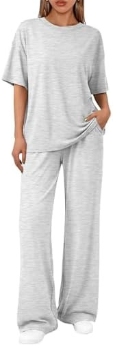 Trendy Queen Women 2 Piece Matching Summer Lounge Sets Clothing 2026 Short Sleeve Oversized Shirt... | Amazon (US)