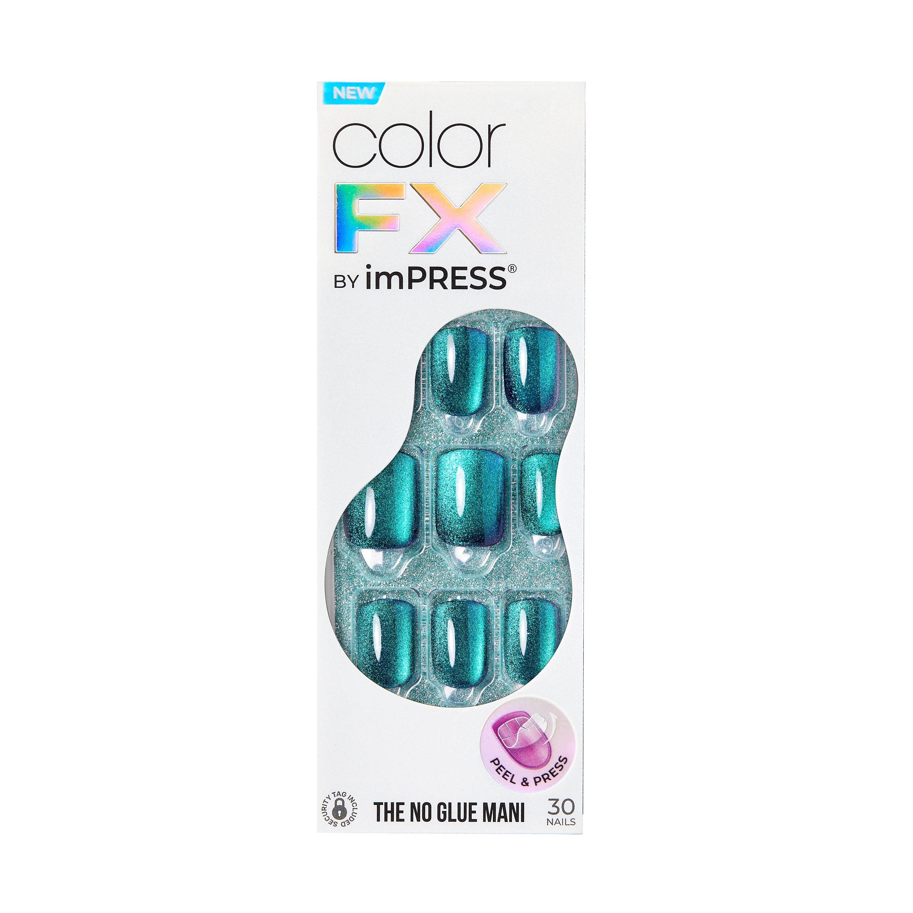 KISS imPRESS Color FX Press-On Nails, No Glue Needed, Green, Short Square, 33 Ct. | Walmart (US)