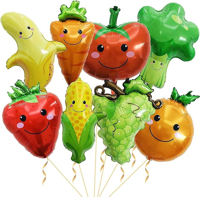 Gaint Fruit Vegetable Balloons Cute Strawberry Grape Banana Orange Corn Carrot Tomato Broccoli Ba... | Amazon (US)