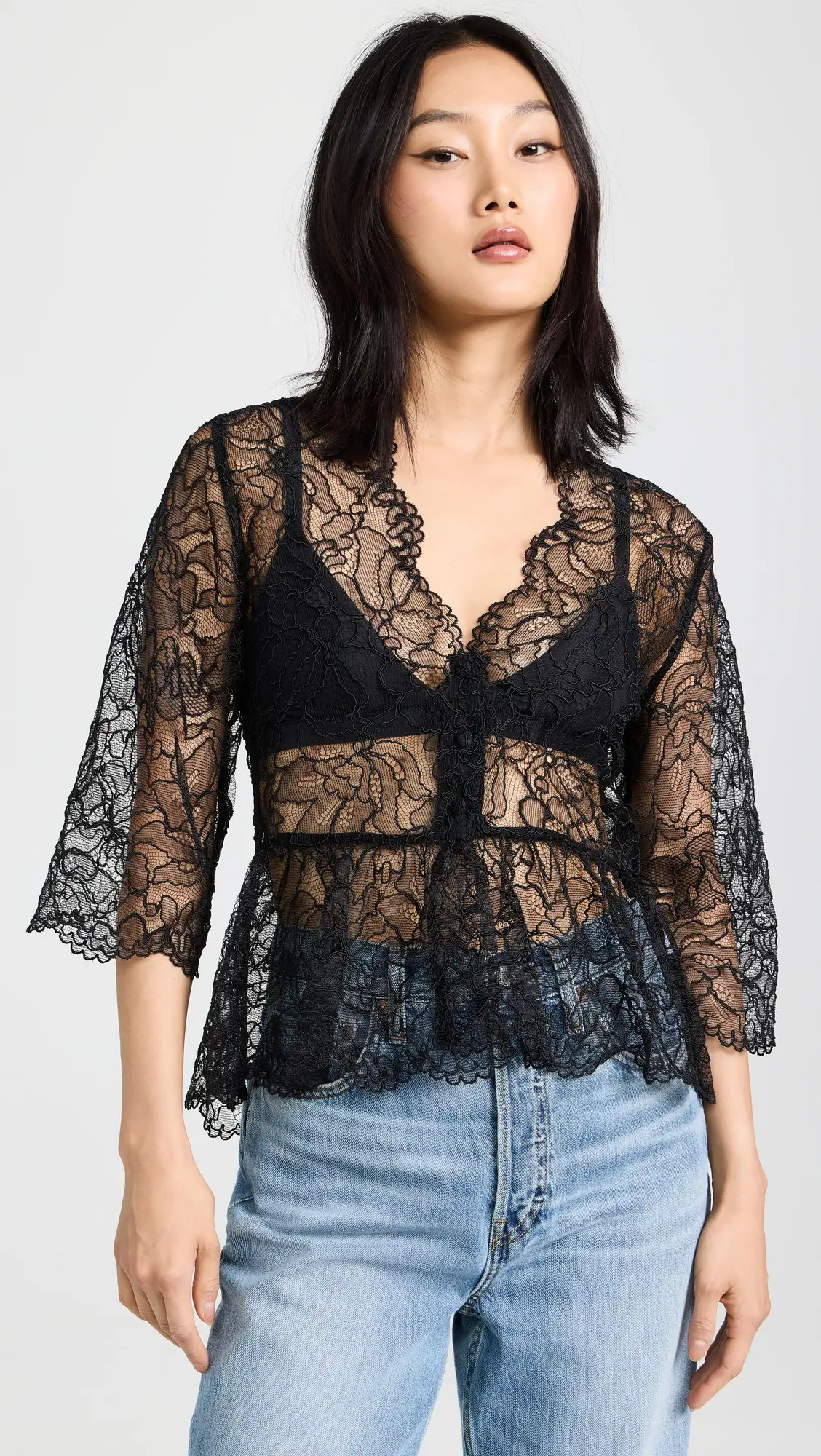 GANNI Light Lace V Neck Blouse | Shopbop | Shopbop