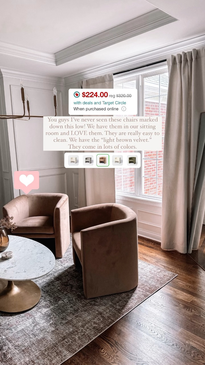Target accent chairs on sale for target circle week! We have the light brown velvet in our sitting room and LOVE! 



#LTKSaleAlert #LTKHome #LTKSummerSales